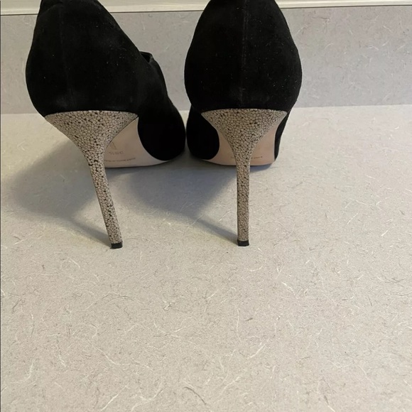 AUTHENTIC WOMENS MANOLO BLAHNIK BLACK SUEDE SHOES, HEELS, SIZE 39.5 - Picture 5 of 10